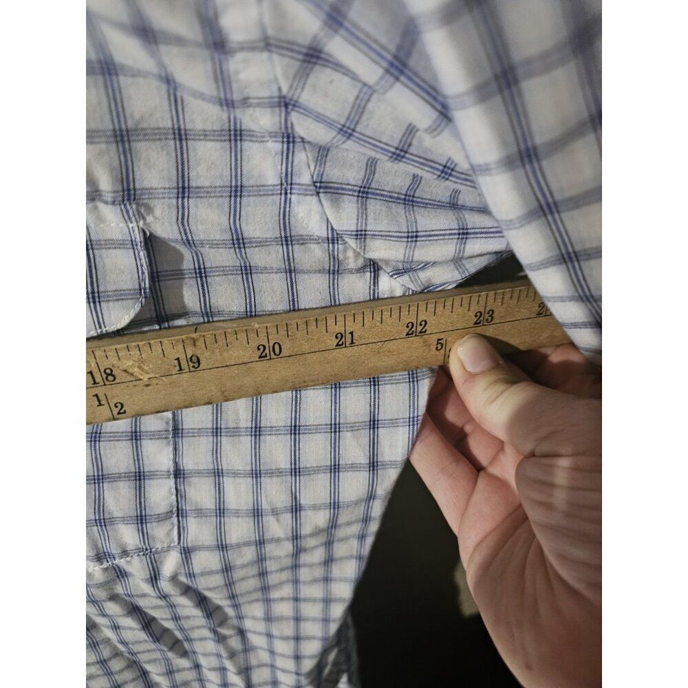 Panhandle Slim Blue Checkered Pearl Snap Shirt Men's Neck Size 16 US Medium - Picture 5 of 6